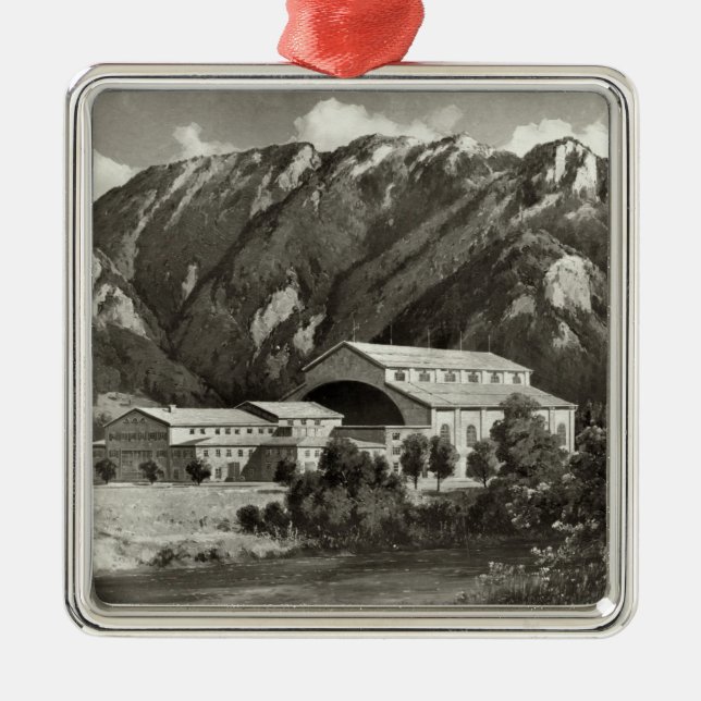Ornement Carré Argenté Le théâtre chez Oberammergau, 1930 (Devant)