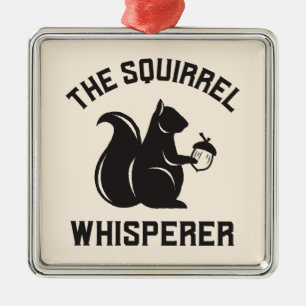 Ornement Carré Argenté Le Whisperer d'écureuil   Écureuil