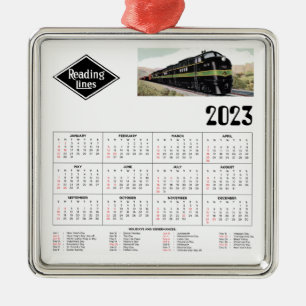 Ornement Carré Argenté Lecture du calendrier ferroviaire