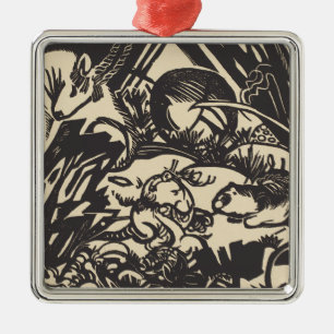 Ornement Carré Argenté Légende animale Tierlegende de Franz Marc