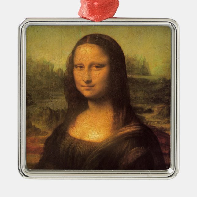 Ornement Carré Argenté Leonardo Da Vinci' Mona Lisa (Devant)