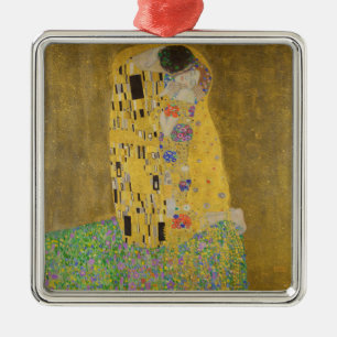 Ornement Carré Argenté Les amoureux embrasser Embrace par Gustav Klimt