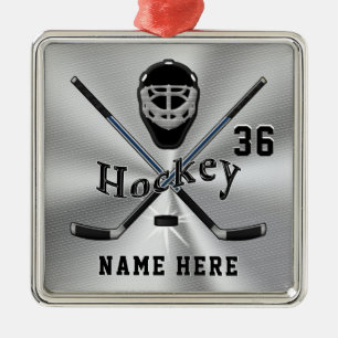 Ornement Carré Argenté Les cadeaux frais d'hockey ont personnalisé des
