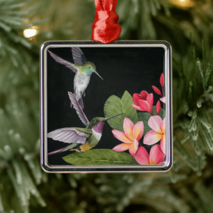 Ornement Carré Argenté Les colibris de la Plumeria