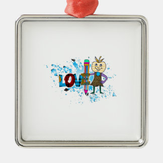 Ornement Carré Argenté Les enseignants aiment l'enseignement