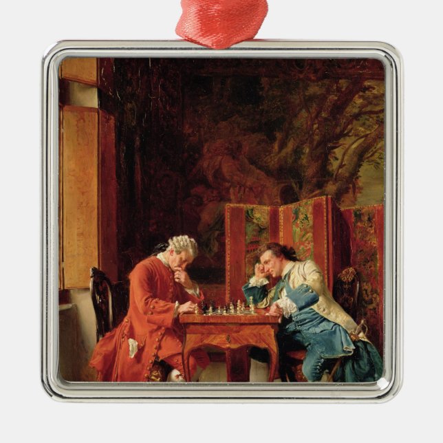Ornement Carré Argenté Les joueurs d'échecs, 1856 (Devant)