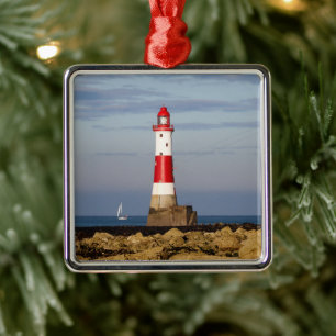 Ornement Carré Argenté Les phares   Beachy Head Lighthouse England