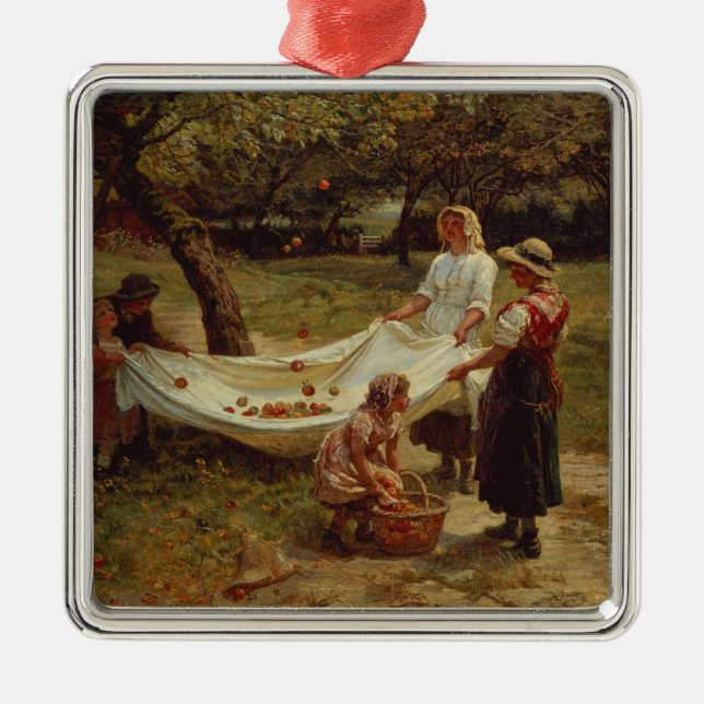 Ornement Carré Argenté Les ramasseurs d'Apple, 1880 (Devant)