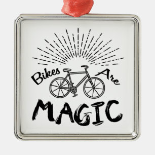 Ornement Carré Argenté Les vélos sont magiques