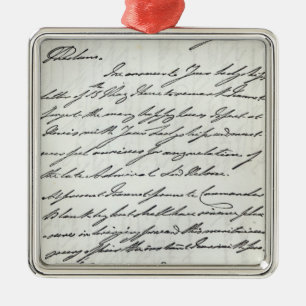 Ornement Carré Argenté Lettre de William IV à Madame Nelson
