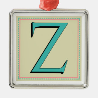 ORNEMENT CARRÉ ARGENTÉ LETTRE Z MONOGRAM