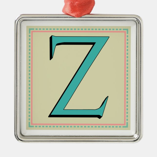 ORNEMENT CARRÉ ARGENTÉ LETTRE Z MONOGRAM (Devant)