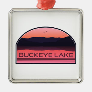 Ornement Carré Argenté Levée rouge du lac Buckeye Ohio