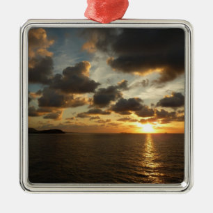 Ornement Carré Argenté Lever de soleil à St. Thomas, Îles Vierges américa