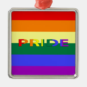 Ornement Carré Argenté LGBT Pride Rainbow Flag