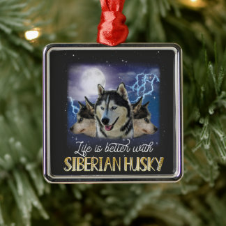 Ornement Carré Argenté Life Is Better With A Siberian Husky