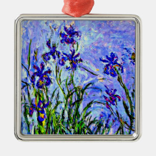 Ornement Carré Argenté Lilac Irises par Claude Monet,