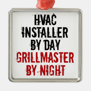 Ornement Carré Argenté L'installateur HVAC adore Griller