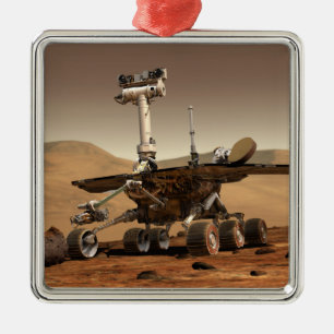 Ornement Carré Argenté L'interprétation de Mars Rover par un artiste