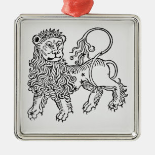 Ornement Carré Argenté Lion (le lion) une illustration du 'Poeticon