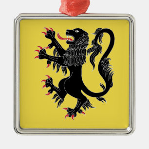Ornement Carré Argenté Lion Rampant Sable