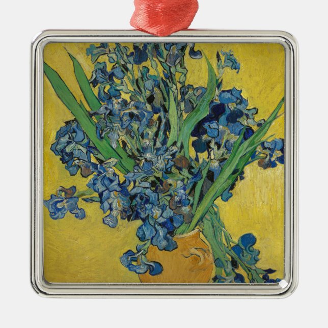 Ornement Carré Argenté L'iris de Van Gogh (Devant)