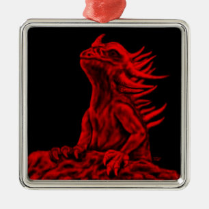 Ornement Carré Argenté Little red Dragon
