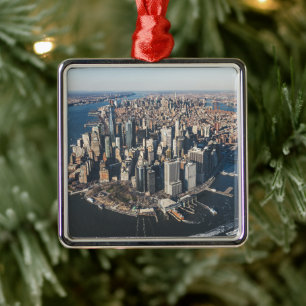 Ornement Carré Argenté Littoral Manhattan, New York
