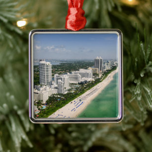 Ornement Carré Argenté Littoral   Urban Beach, Miami, Floride