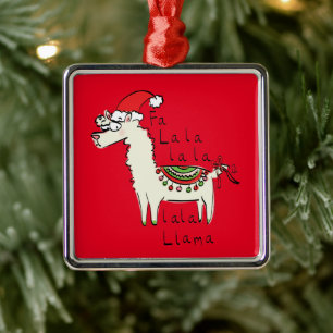 Ornement Carré Argenté Llama Mignon Drôle de Noël Vacances Enfants