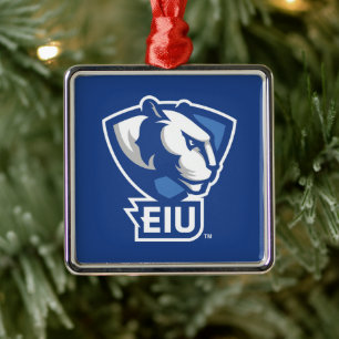 Ornement Carré Argenté Logo Eastern Illinois University Panthers