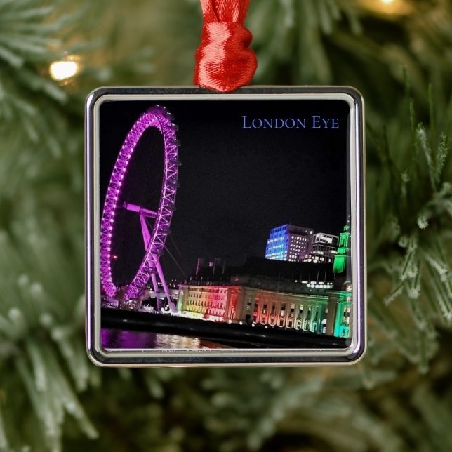 Ornement Carré Argenté London Eye at Night (Arbre)