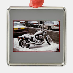 Ornement Carré Argenté L'ornement de la moto en hiver
