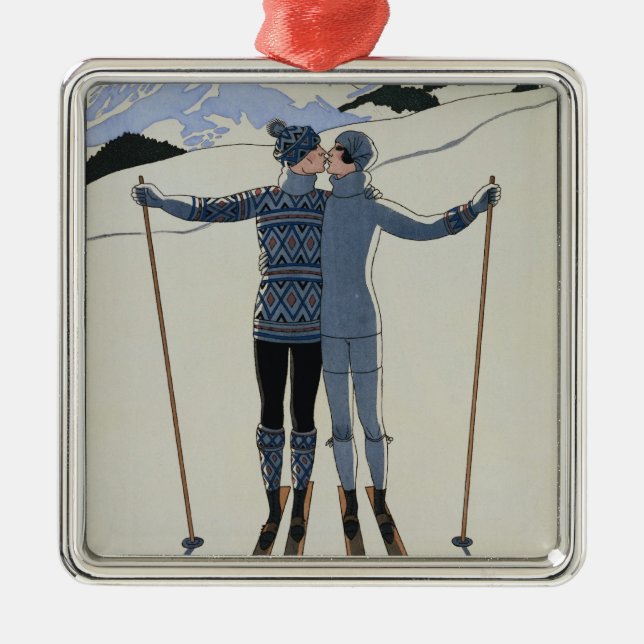 Ornement Carré Argenté <Lovers in the Snow> par Georges Barbier (Devant)