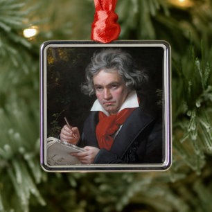 Ornement Carré Argenté Ludwig Beethoven Symphonie Compositeur de musique 