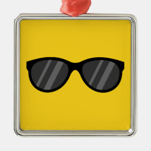 Ornement Carré Argenté Lunettes de soleil de dessin cool