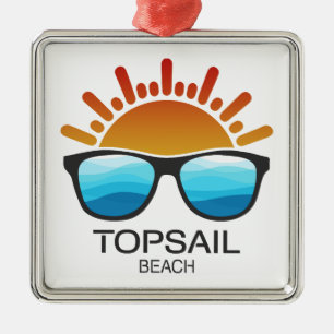 Ornement Carré Argenté Lunettes de soleil de Topsail Beach Caroline du No