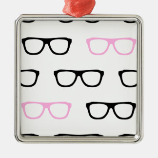Ornement Carré Argenté lunettes geek geek rose