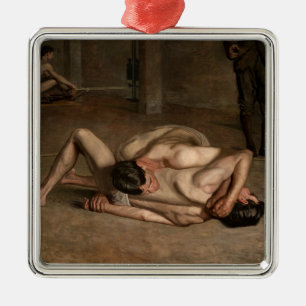 Ornement Carré Argenté Lutteurs (par Thomas Eakins)