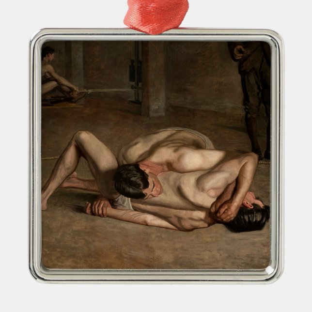Ornement Carré Argenté Lutteurs (par Thomas Eakins) (Devant)