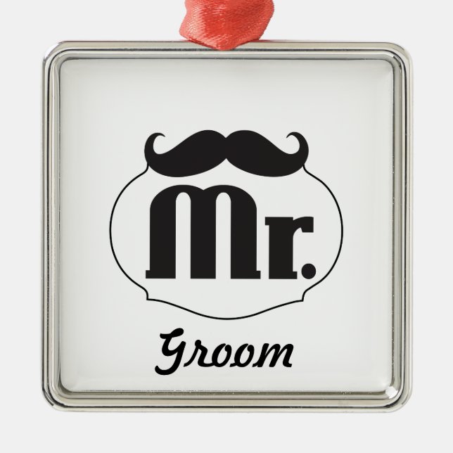 Ornement Carré Argenté M. Groom Mustache (Devant)