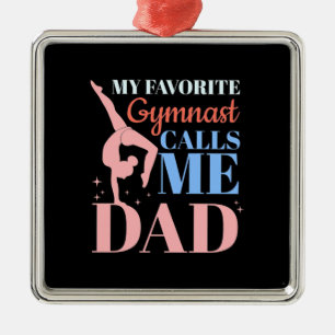 Ornement Carré Argenté Ma Gymnaste Favorite M'Appelle Papa