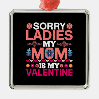 Ornement Carré Argenté Ma mère est ma Saint-Valentin