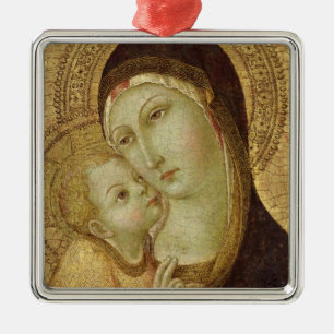 Ornement Carré Argenté Madonna et enfant