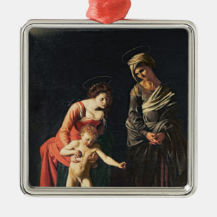 Ornement Carré Argenté Madonna et enfant avec un serpent, 1605