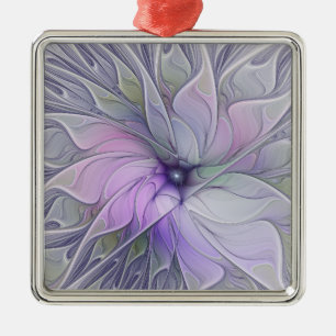 Ornement Carré Argenté Magnifique beauté moderne abstraite fleur d'art fr