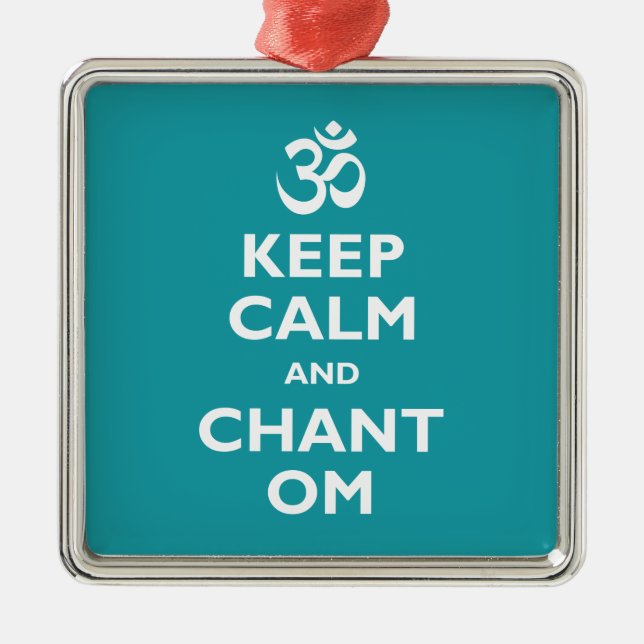 Ornement Carré Argenté Maintenez calme et le chant OM (Devant)