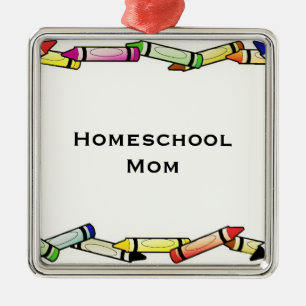 Ornement Carré Argenté Maman de Homeschool