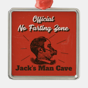 Ornement Carré Argenté Man Cave Ornament - No Farting Zone!