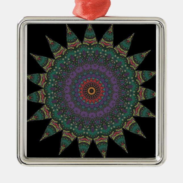 Ornement Carré Argenté Mandala (Devant)